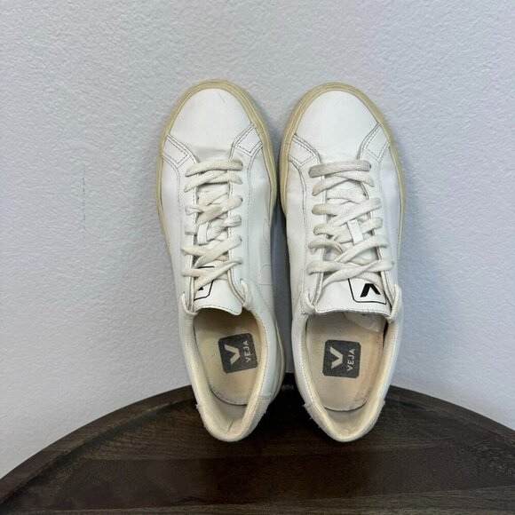 Veja Esplar Women's‎ White Low Top Lace Front Leather Sneaker Shoe US 6 EU 37 - Picture 3 of 14